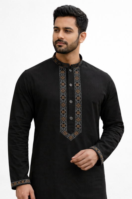 Black Cotton Panjabi