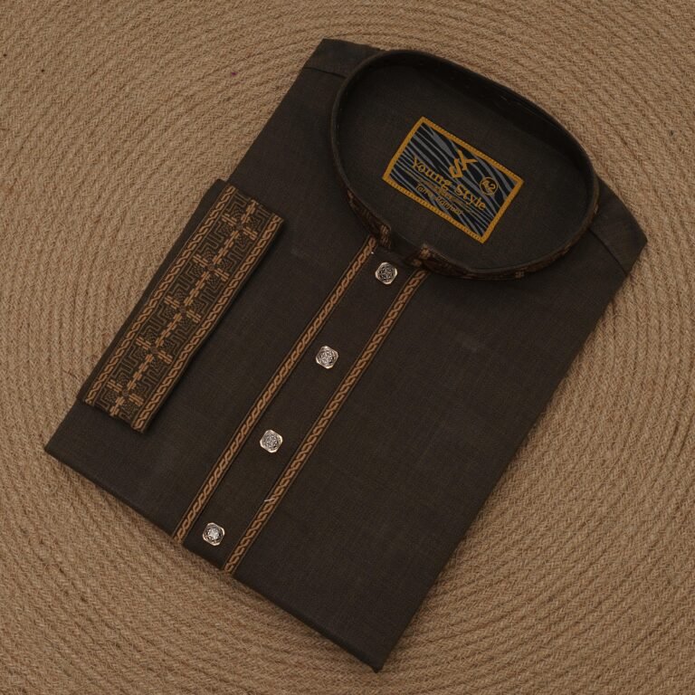 Golden Cotton Panjabi – Classic Tradition with a Royal Touch