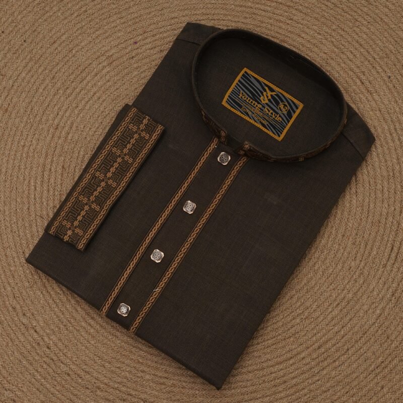 Golden Cotton Panjabi – Classic Tradition with a Royal Touch