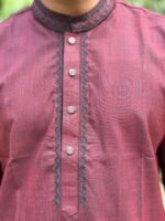 Maroon Embroidered Punjabi – Bold Elegance with Traditional Charm - Image 3