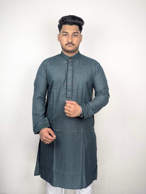 Teal Green Embroidered Punjabi