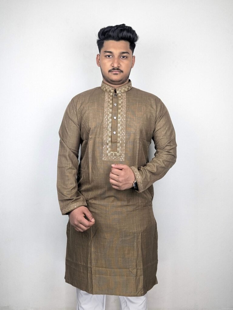 Golden Brown Embroidered Punjabi