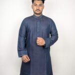 Navy Blue Textured Punjabi