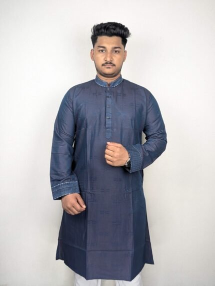 Navy Blue Textured Punjabi